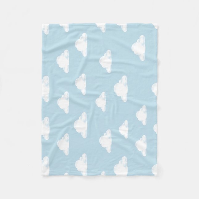 Simple Fluffy Clouds Sky Nursery Kids Pattern Fleece Blanket (Front)