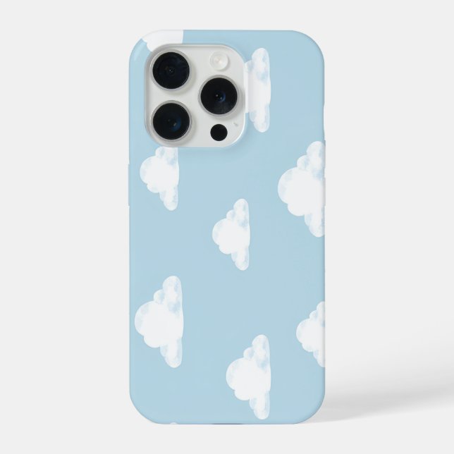 Simple Fluffy Clouds Sky Nursery Kids Pattern iPhone Case (Back)