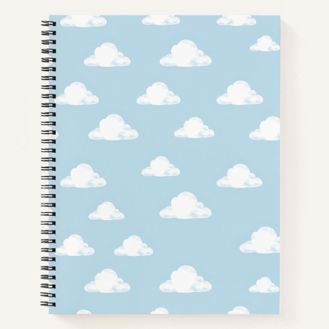 Simple Fluffy Clouds Sky Nursery Kids Pattern Notebook (Front)