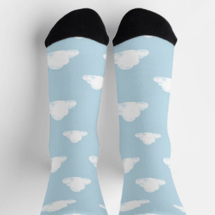 Simple Fluffy Clouds Sky Nursery Kids Pattern Socks