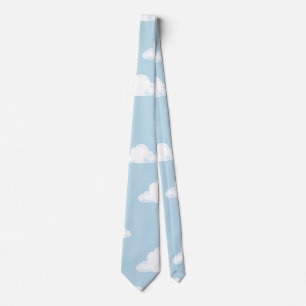Simple Fluffy Clouds Sky Nursery Kids Pattern Tie