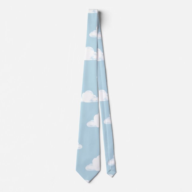 Simple Fluffy Clouds Sky Nursery Kids Pattern Tie (Front)