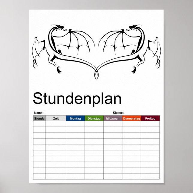 Simple Flying Dragon Timetable Poster (Front)
