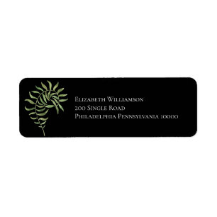 Simple Foliage Bride/black Return Address Label