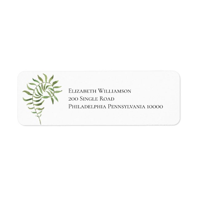 Simple Foliage Bride Return Address Label (Front)