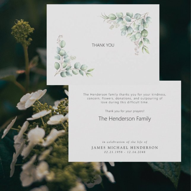 Simple Foliage Funeral Personalised Thank You Card (Creator Uploaded)