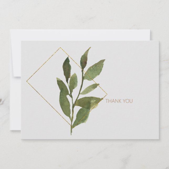 Simple Foliage Funeral Thank You Card (Front)