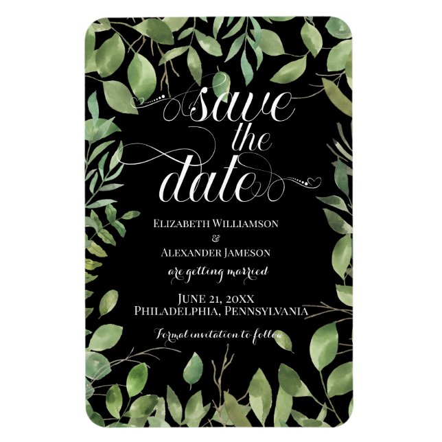 Simple Foliage Save The Date/Wedding Magnet (Vertical)