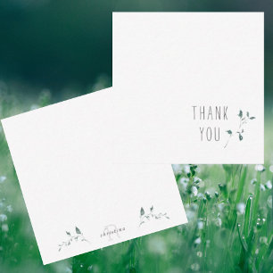 Simple Foliage Thank You Monogram Blank Card