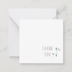Simple Foliage Thank You Script Monogram Blank  Card