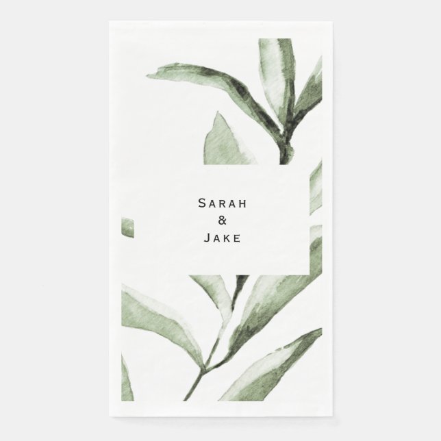 Simple Foliage Wedding Custom Napkin (Front)