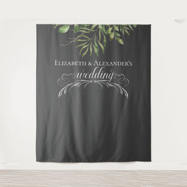Simple Foliage Wedding Photo Backdrop Tapestry (Front)