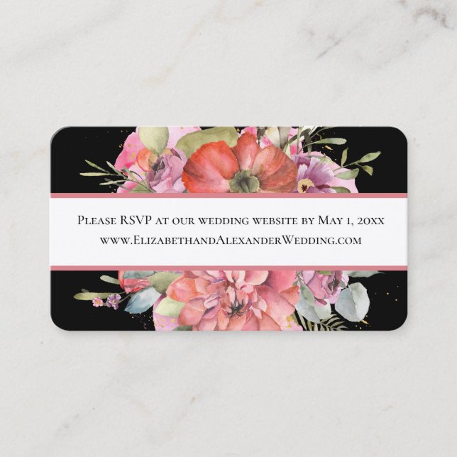 Simple Foliage, Wedding Website RSVP Mini Business Card (Front)