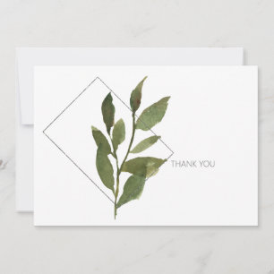 Simple Foliage White & Silver Funeral Thank You Card