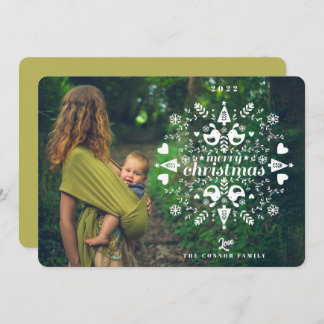 Simple Folk Christmas Photo Holiday Card