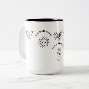 Simple Folk - Sarah Fielke Block of the Month 2018 Two-Tone Coffee Mug