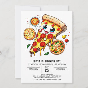 Simple Foodie Pizza Birthday Invitation