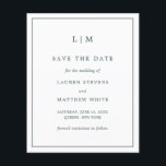 Simple Forest Green Budget Wedding Save the Date<br><div class="desc">Simple budget save the date featuring a modern yet elegant design with your two letter monogram at the top and your wedding details surrounded by a thin border. All design elements are in forest green and may be changed in the design editing tool. A chic and stylish design that is...</div>
