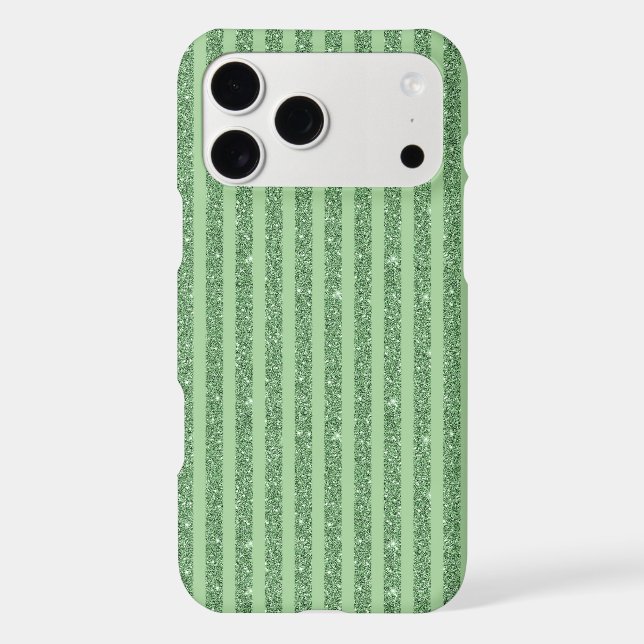 Simple Forest Green Glitter Style Vertical Stripes (Back)