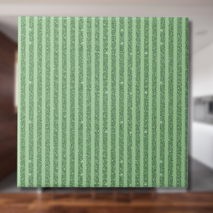Simple Forest Green Glitter Style Vertical Stripes Ceramic Tile