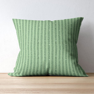 Simple Forest Green Glitter Style Vertical Stripes Cushion