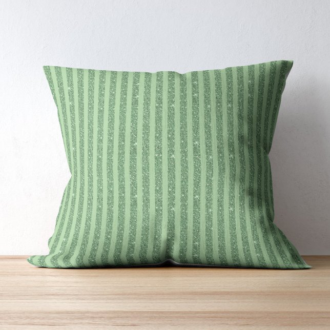 Simple Forest Green Glitter Style Vertical Stripes Cushion (Creator Uploaded)