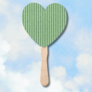 Simple Forest Green Glitter Style Vertical Stripes Hand Fan