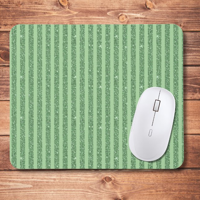 Simple Forest Green Glitter Style Vertical Stripes Mouse Pad (Creator Uploaded)