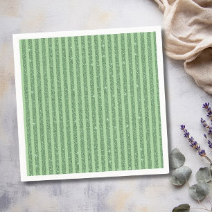 Simple Forest Green Glitter Style Vertical Stripes Napkin