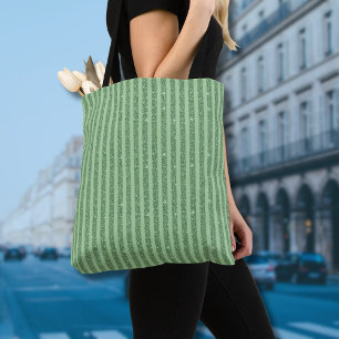 Simple Forest Green Glitter Style Vertical Stripes Tote Bag