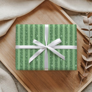 Simple Forest Green Glitter Style Vertical Stripes Wrapping Paper