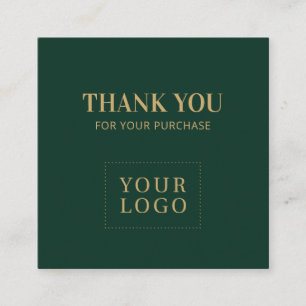 Simple Forest Green & Gold Thank you Square Business Card