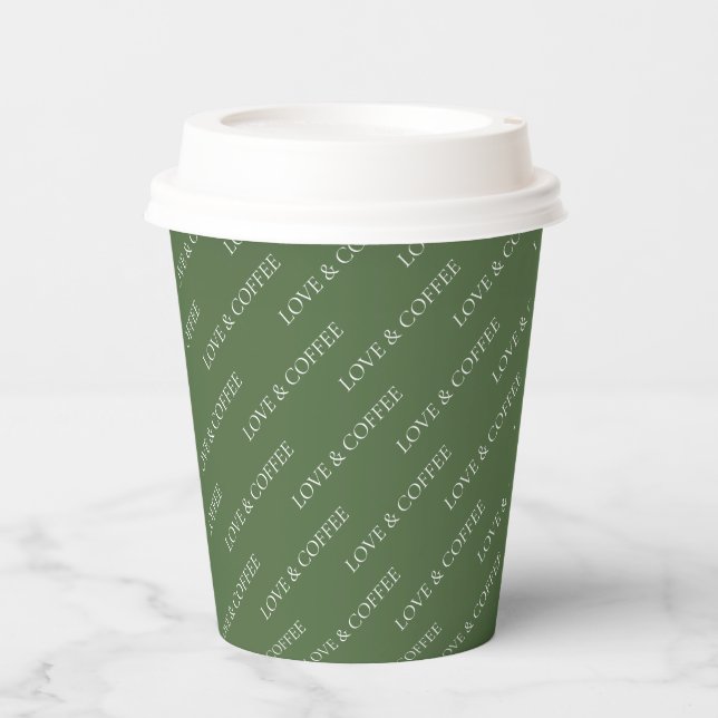 Simple Forest Green Minimal Custom Text Pattern Paper Cups (Front)