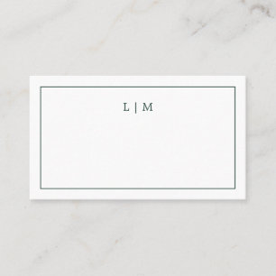 Simple Forest Green Monogram Elegant Wedding Place Card
