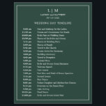 Simple Forest Green Monogram Wedding Timeline<br><div class="desc">Simple Wedding Timeline featuring a modern yet elegant design with your two letter monogram at the top and your details surrounded by a thin border. All text is in white over a forest green background and may be changed to any colours you wish by clicking the "customise" button. A chic...</div>