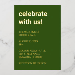 Simple Forest Green Wedding Foil Invitation