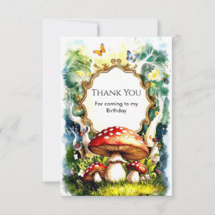 Simple Forest Mushroom Birthday Thank You Card