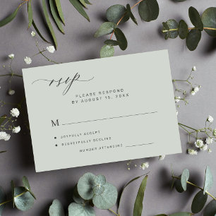 Simple forest sage green wedding RSVP card