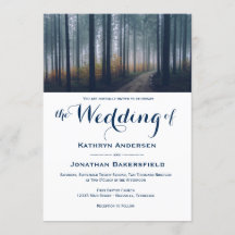 Simple Forest Trees Fall Wedding Invitations