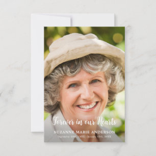 Simple Forever in our Hearts Custom Photo Sympathy Thank You Card