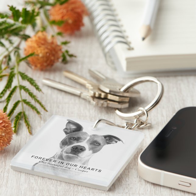 Simple Forever in our Hearts Pet Photo Keepsake  Key Ring (Front Right)