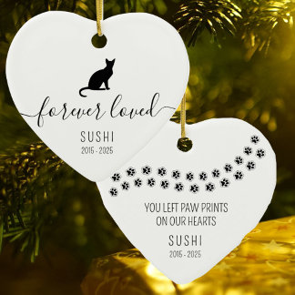 Simple Forever Loved Cat Ceramic Ornament