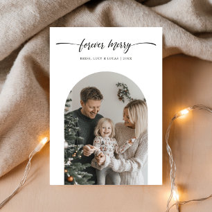 Simple Forever Merry Family Photo Baby Christmas Holiday Card