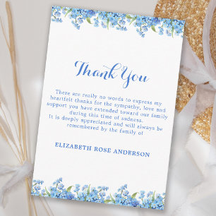 Simple Forget Me Not Floral Blue Memorial Funeral Thank You Card