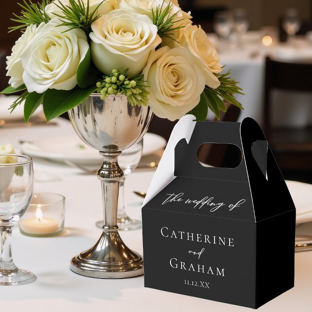 Simple Formal Black White Elegant Winter Wedding Favour Box (Creator Uploaded)