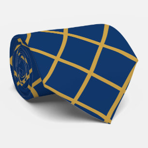 Simple Formal Blue and Gold Cross Hatch Tie