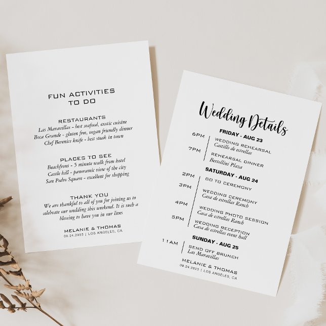 Simple Formal Calligraphy Wedding Itinerary Card (Creator Uploaded)
