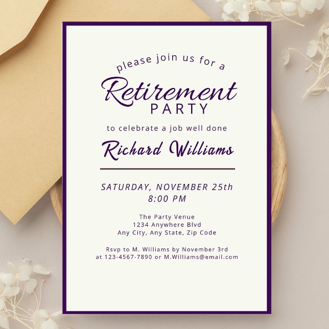 Simple Formal Classic Retirement Party  Invitation (Creator Uploaded)