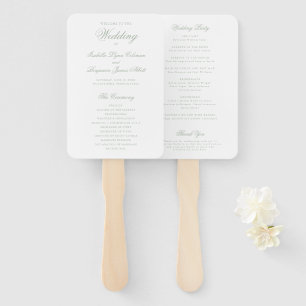 Simple Formal Elegant Green Sage Wedding Program Hand Fan