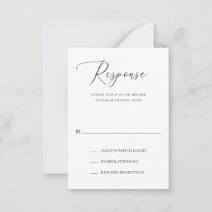 Simple Formal Elegant Wedding Mini RSVP Card